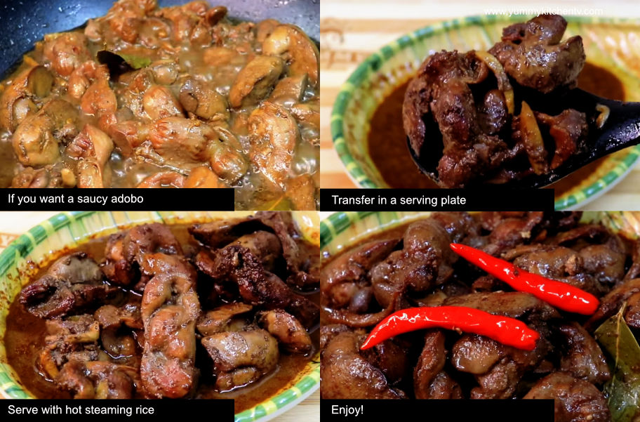 chicken liver and gizzard adobo calories