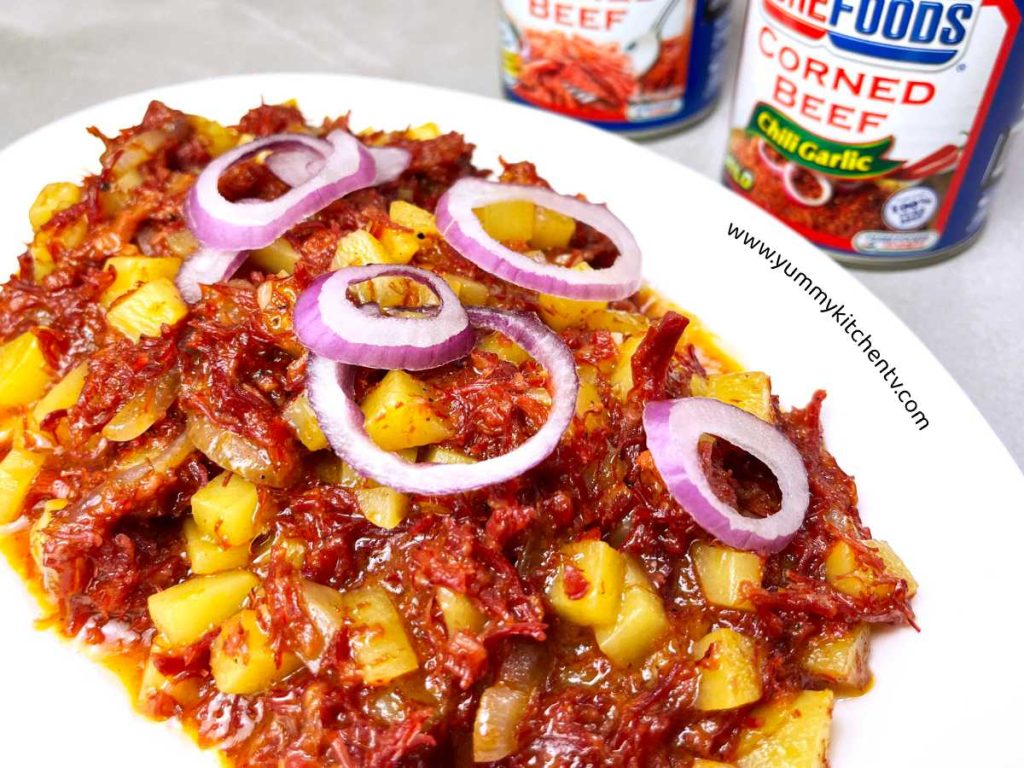PureFoods corned beef cooked with potatoes and onions