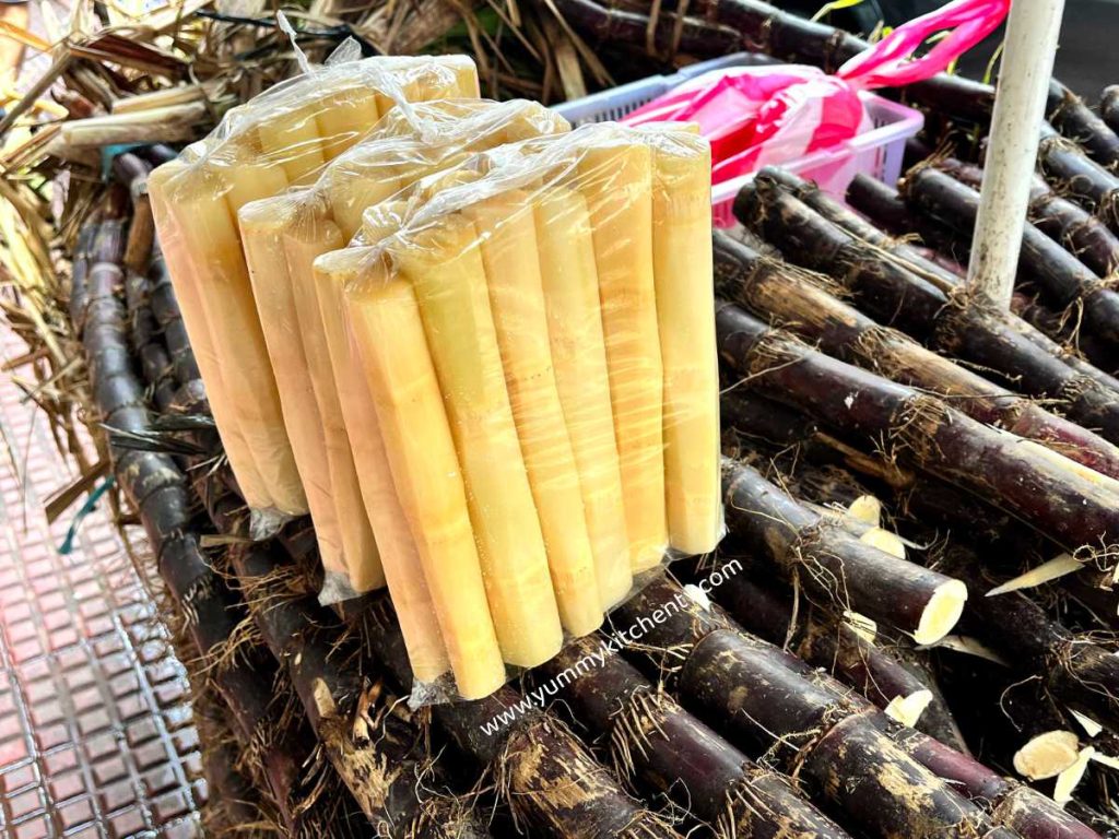 Sugarcane in the streets of Manila Binondo peeled sugarcane for sale