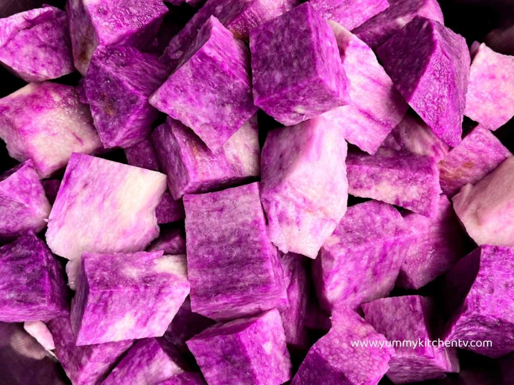 Purple Yam or Ube sliced cubed