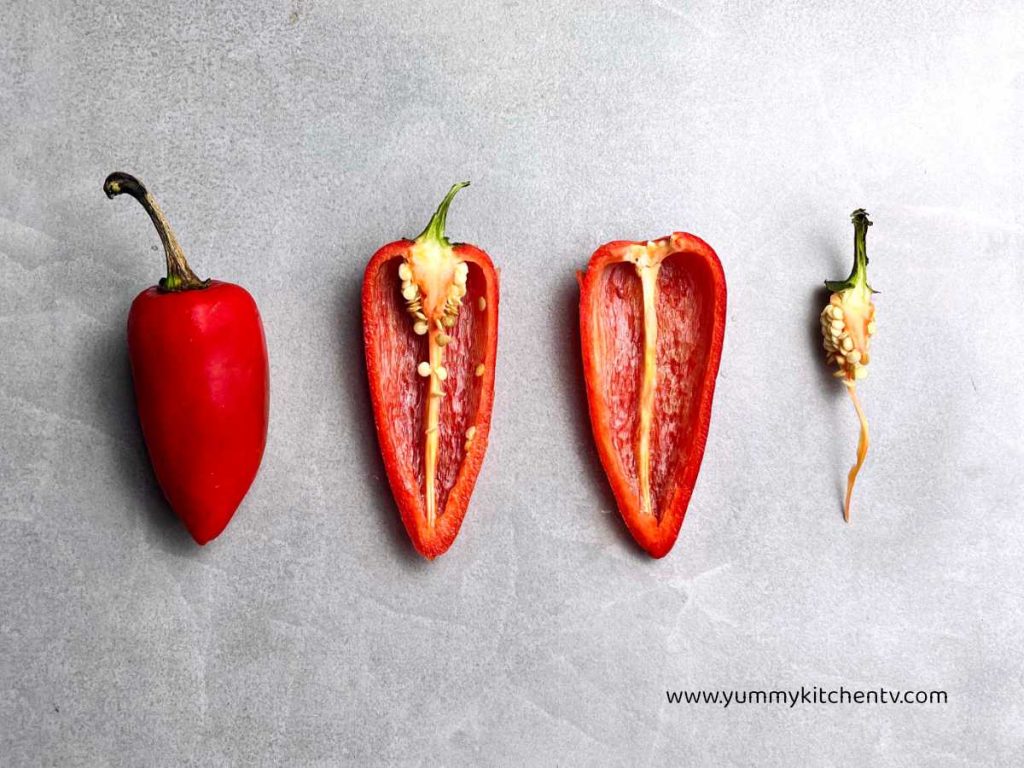 opening red bell pepper capsicum