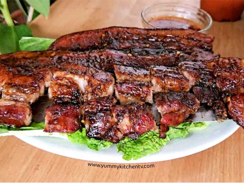 Oven Grilled Pork Belly sliced