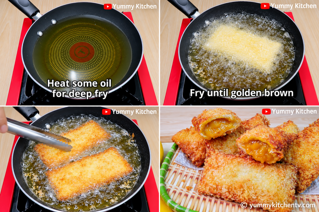 Crispy golden fried mango pies filled with sweet, creamy mango filling.