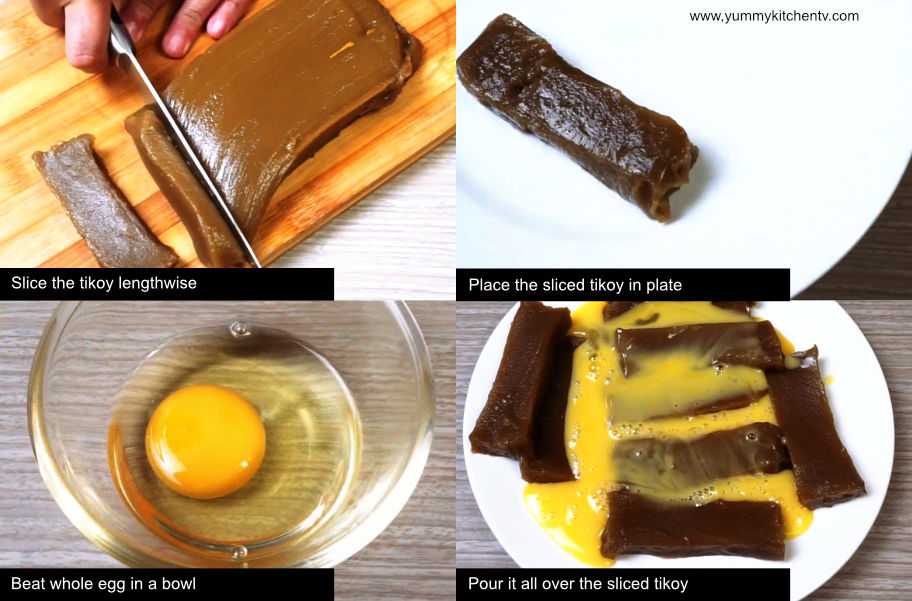 Fried tikoy coated in egg