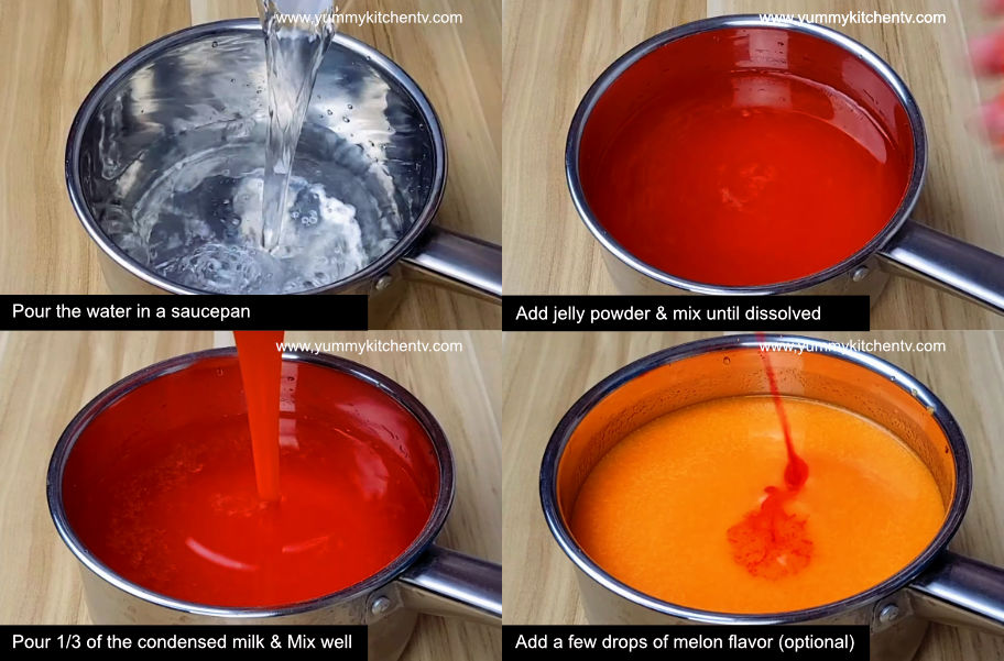 How to Make Melon Jelly Dessert with Tapioca Pearls and Cream