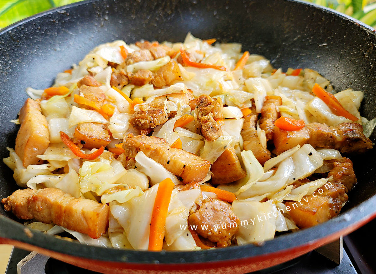 Stir-fry Cabbage with Pork Belly - Yummy Kitchen