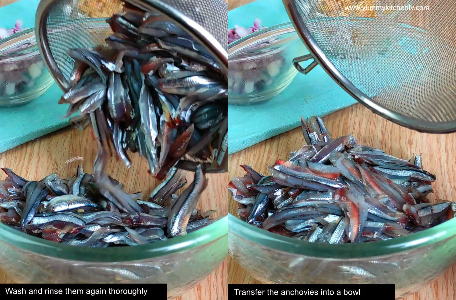 Filipino kinilaw na dilis made with fresh anchovies and citrus marinade