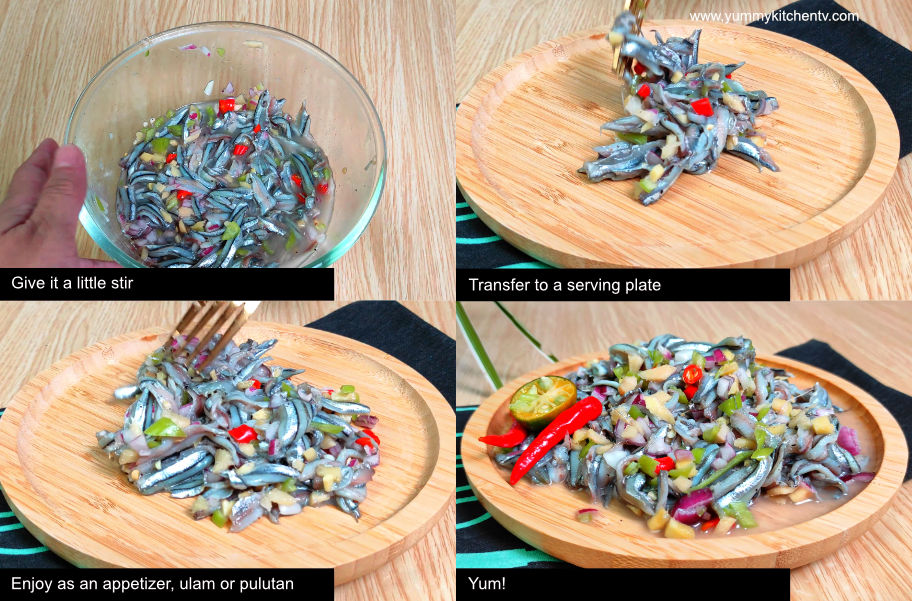 Fresh dilis anchovies cleaned and ready for kinilaw