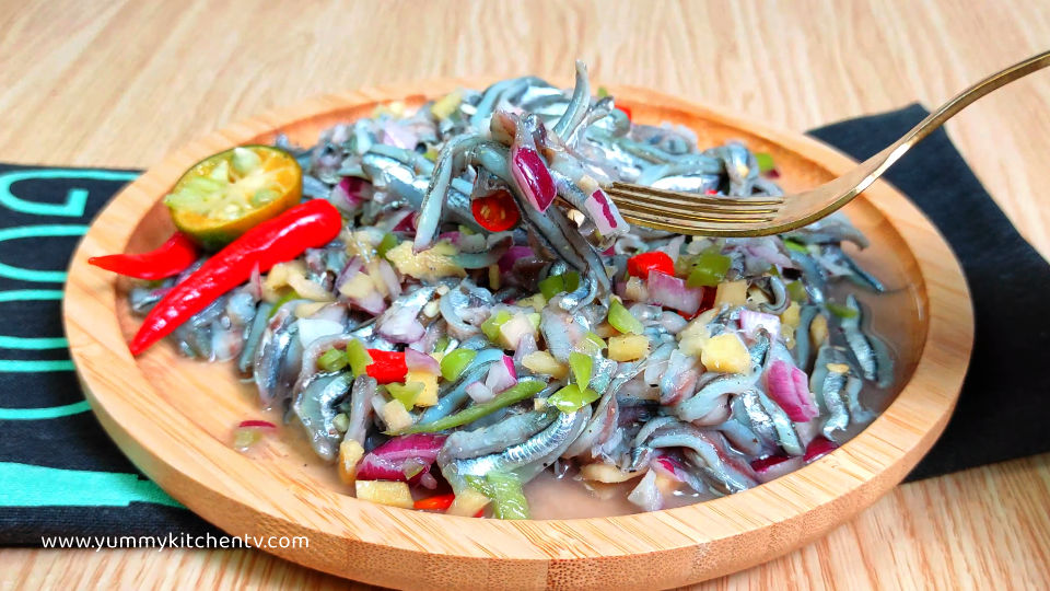 Filipino raw anchovy ceviche served chilled