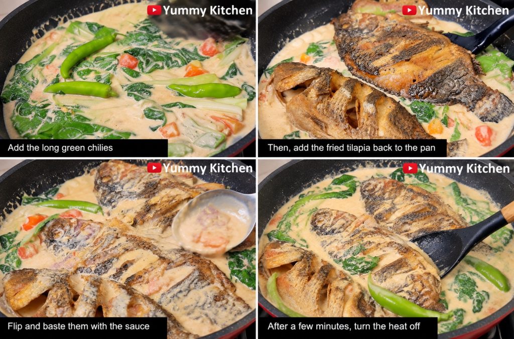 fried tilapia in coconut cream