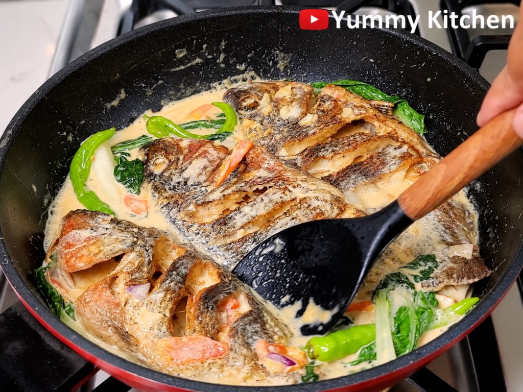 tilapia with coconut cream and vegetables