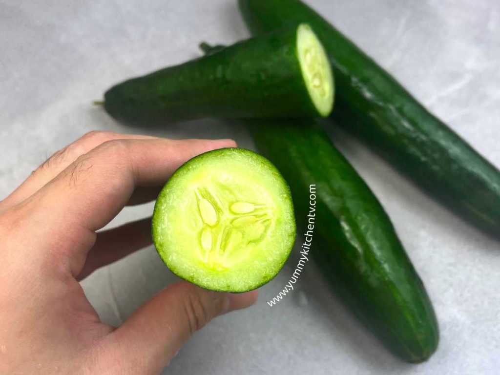 cucumber sliced in half