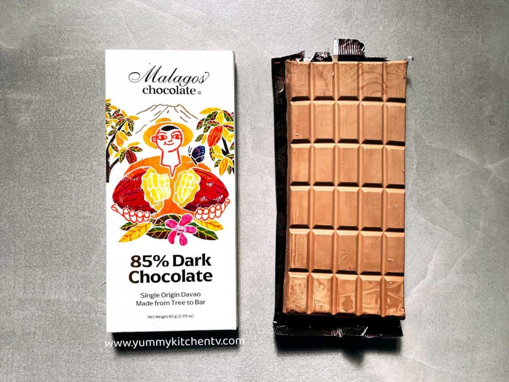 Malagos chocolate bar opened