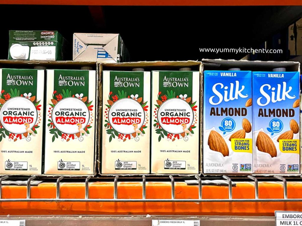 almond milk boxed in the grocery store