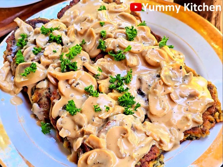 Eggplant Burger Steak with Mushrooms