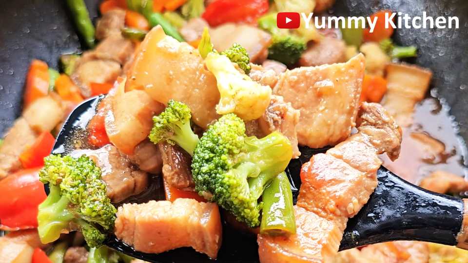 pork belly and vegetables