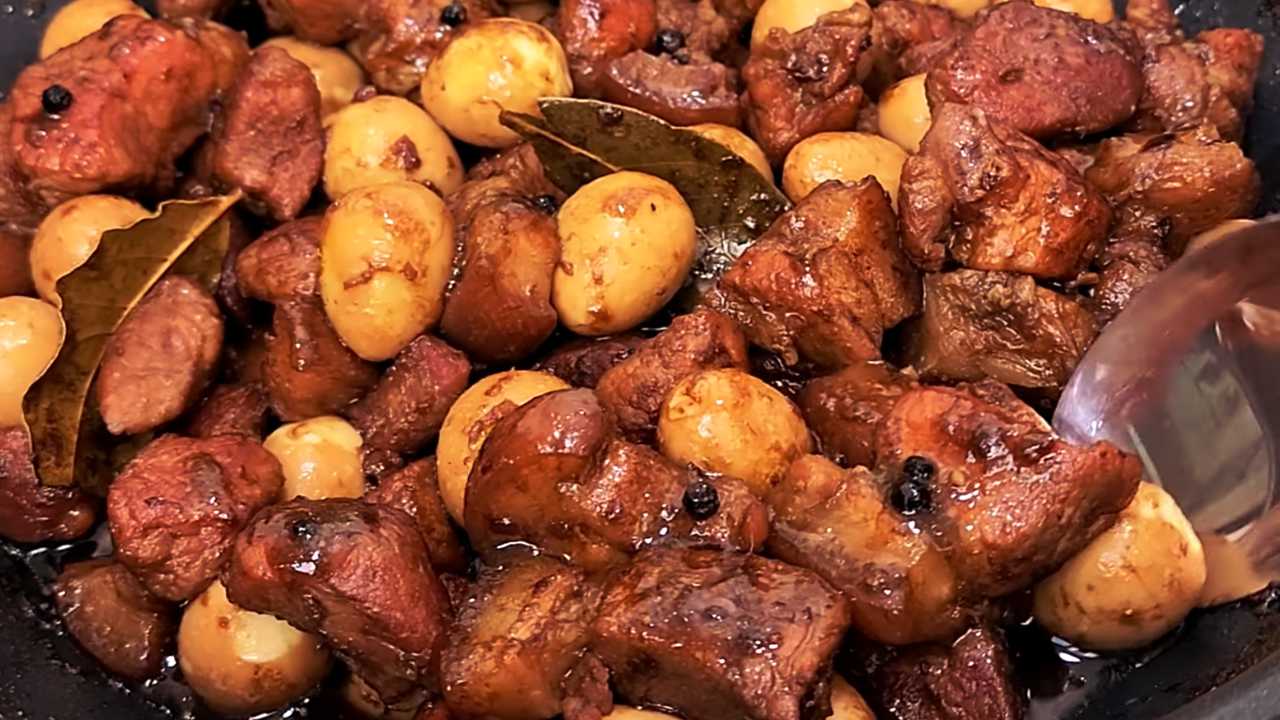 Pork Adobo with Quail Eggs - Recipe Easy, Savory, and Filling