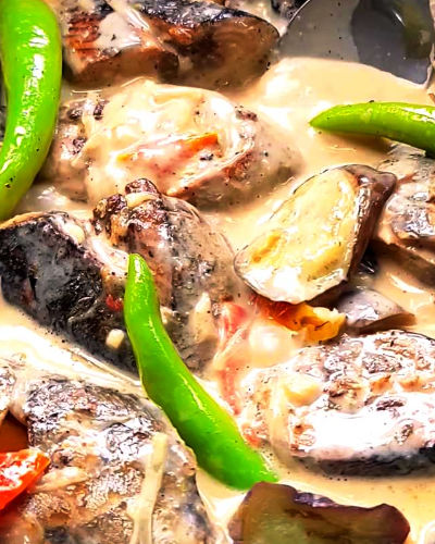 Ginataang Tulingan with Talong ( Coconut Stewed Tulingan and Eggplant ) 