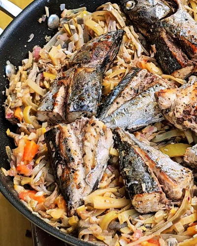 Banana Heart & Mackerel stewed in Coconut