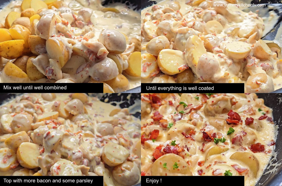 how to cook potato marbles with cheese and bacon