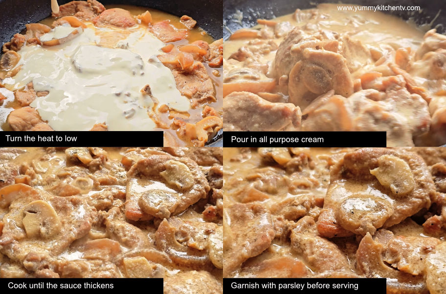 creamy pork chop with mushrooms