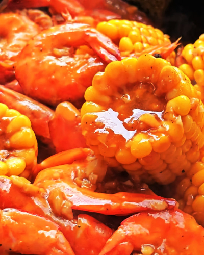 Garlic Buttered Shrimp with Corn