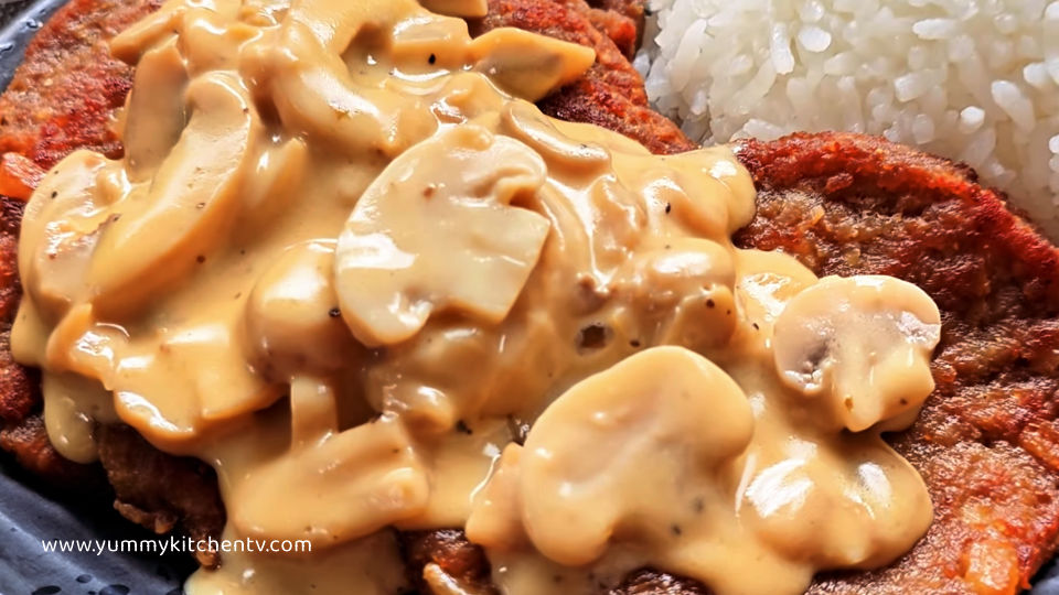 mushroom sauce Burger Steak Recipe