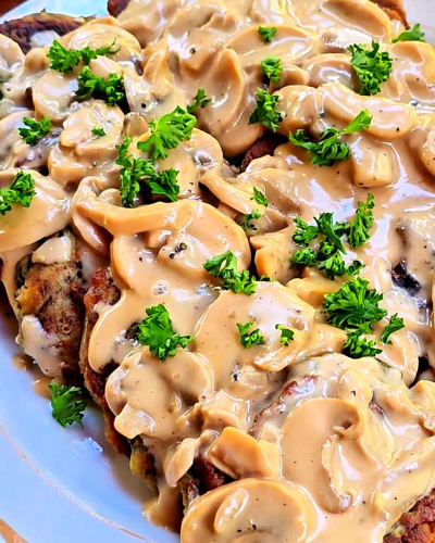 Eggplant Burger Steak with Mushrooms